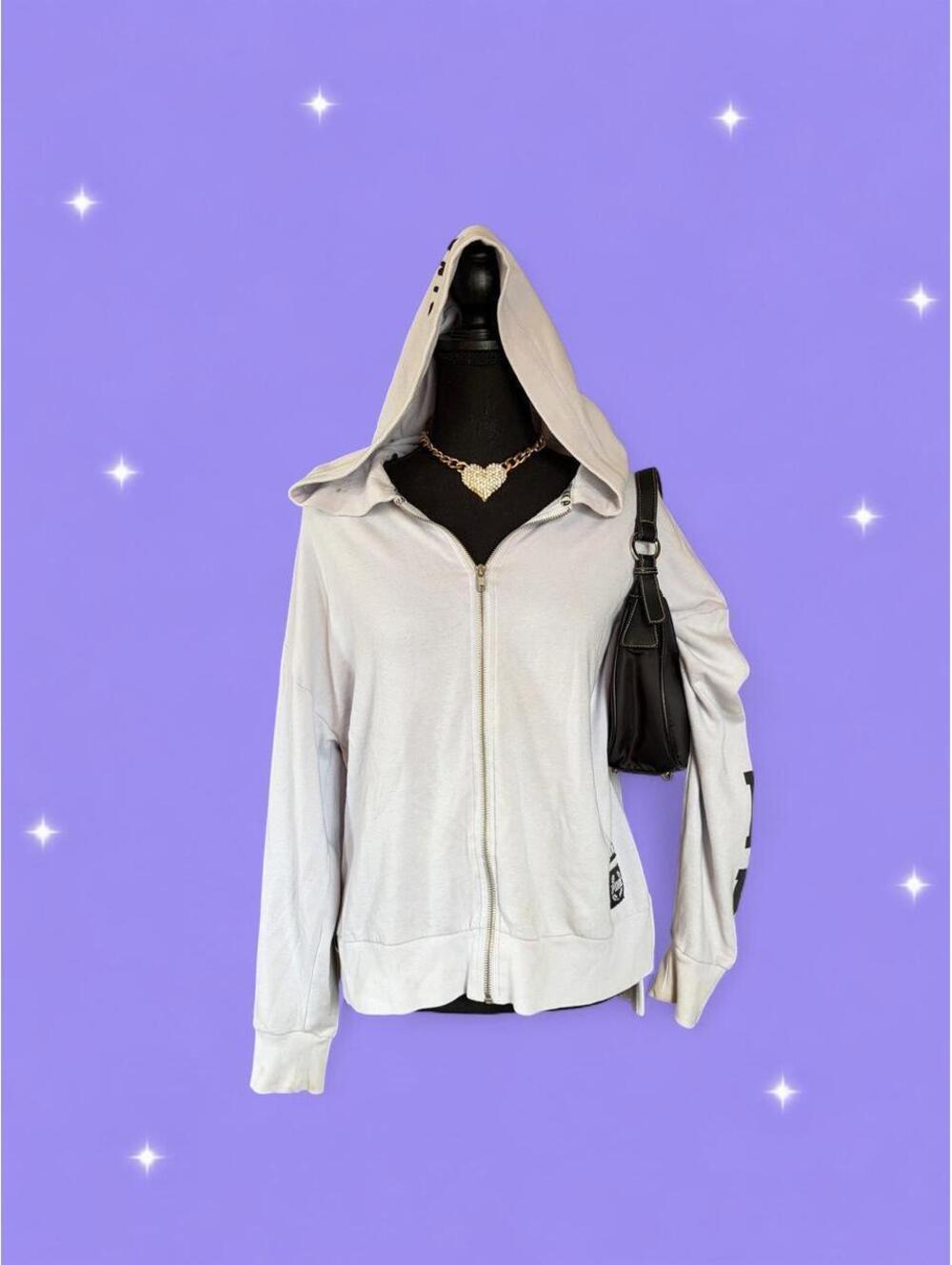 Vintage Y2K Victoria’s Secret PINK Periwinkle Oversized Zip-Up Hoodie size small